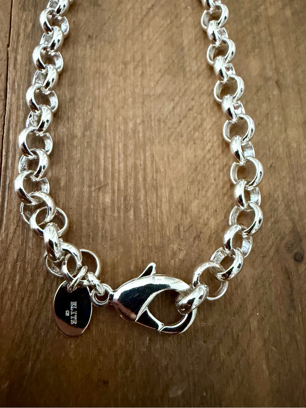 BELLEZZA ELITE SILVER-TONE CHUNKY ROLO LINK CHAIN NECKLACE WITH LOBSTER CLASP
